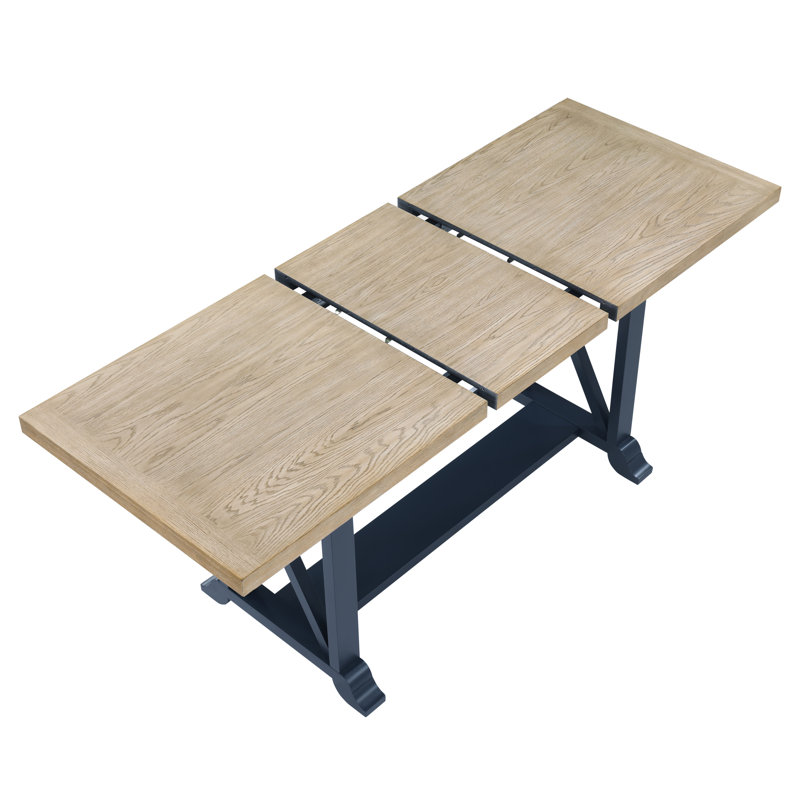 Ensemble de salle à manger extensible Darcy, Bleu, 5 pièces: table, 4 chaises