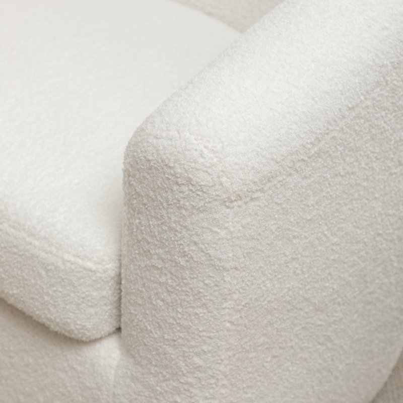 Odey 33.5” half-barrel swivel chair, Ourson blanc