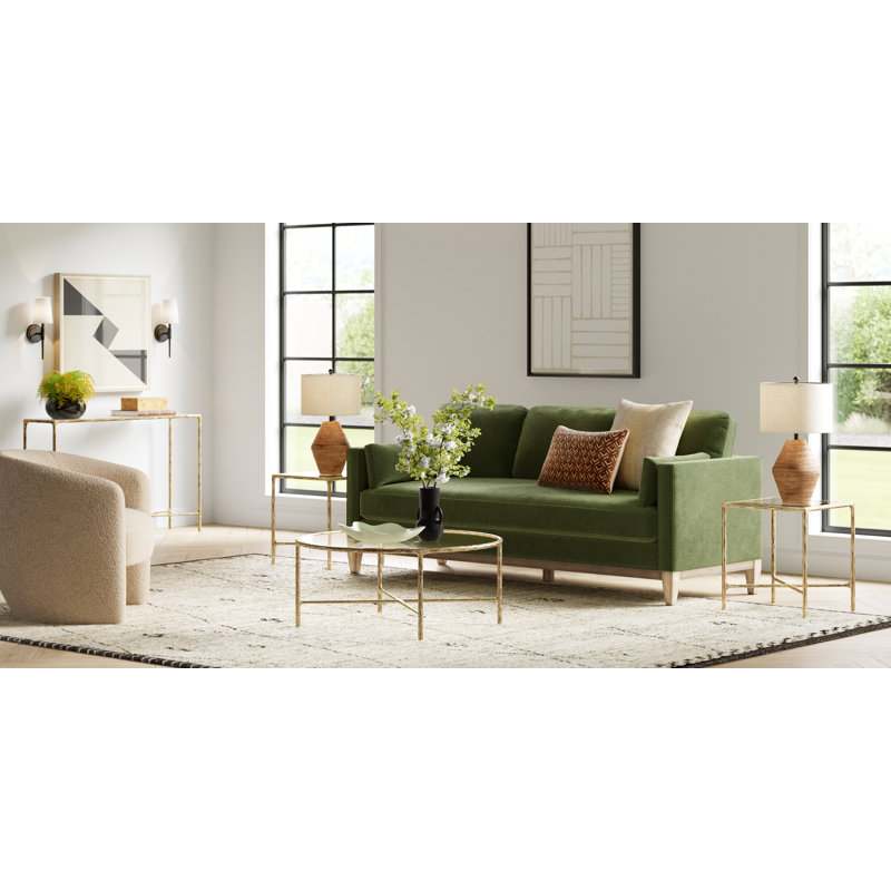 Evelynn 4 Legs Coffee Table, Brass, Clear, Glass