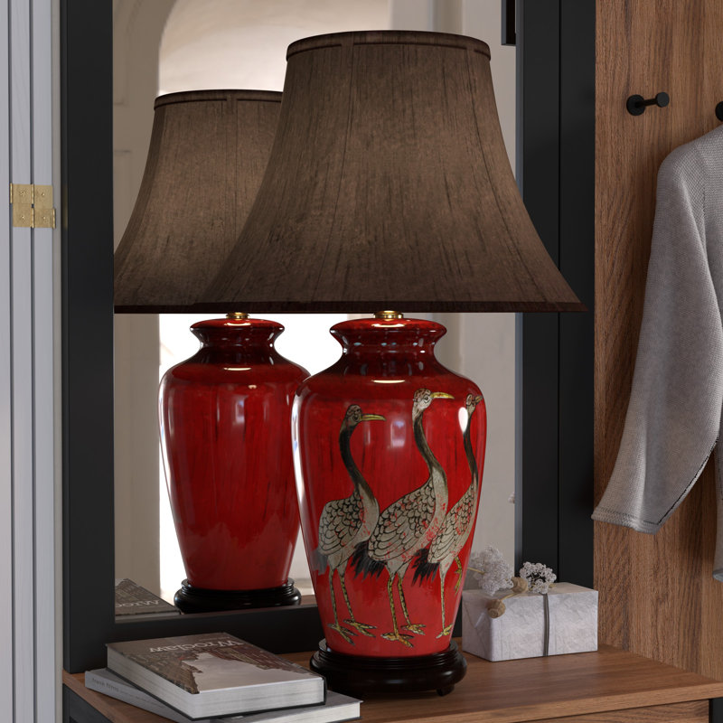 Irving 26" Red Cranes Table Lamp
