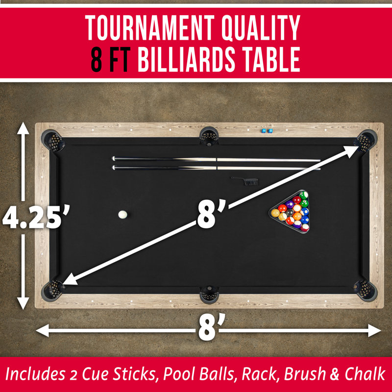 Table de billard 8 pi avec finition en bois rustique GoSports - Table de billard avec accessoires, Brun, Noir