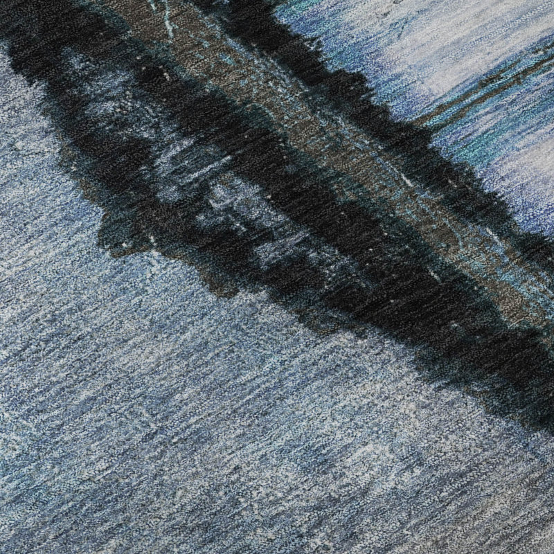 Premium Machine Washable Mayfield Abstract Rug, 1'8" x 2'6", Blue