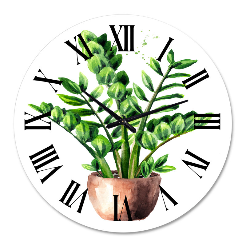 Horloge murale traditionnelle Zamioculcas, Surdimensionné