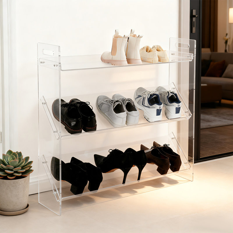 Range-chaussures en acrylique à 3 niveaux, Clair