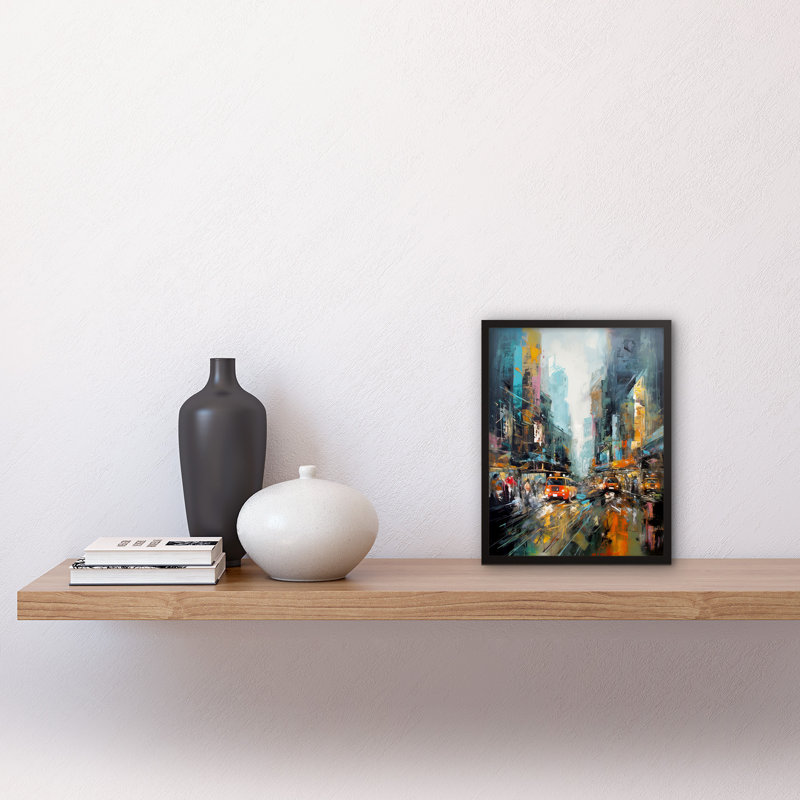 Aaditri New York City Rainy Day Abstract Action Cityscape Single Picture Frame Wall Art