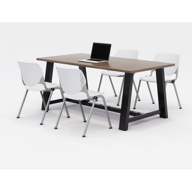 Ensemble de table de réunion et de chaises Midtown, H 30 po x L 72 po x P 36 po, Teck studio, Blanc