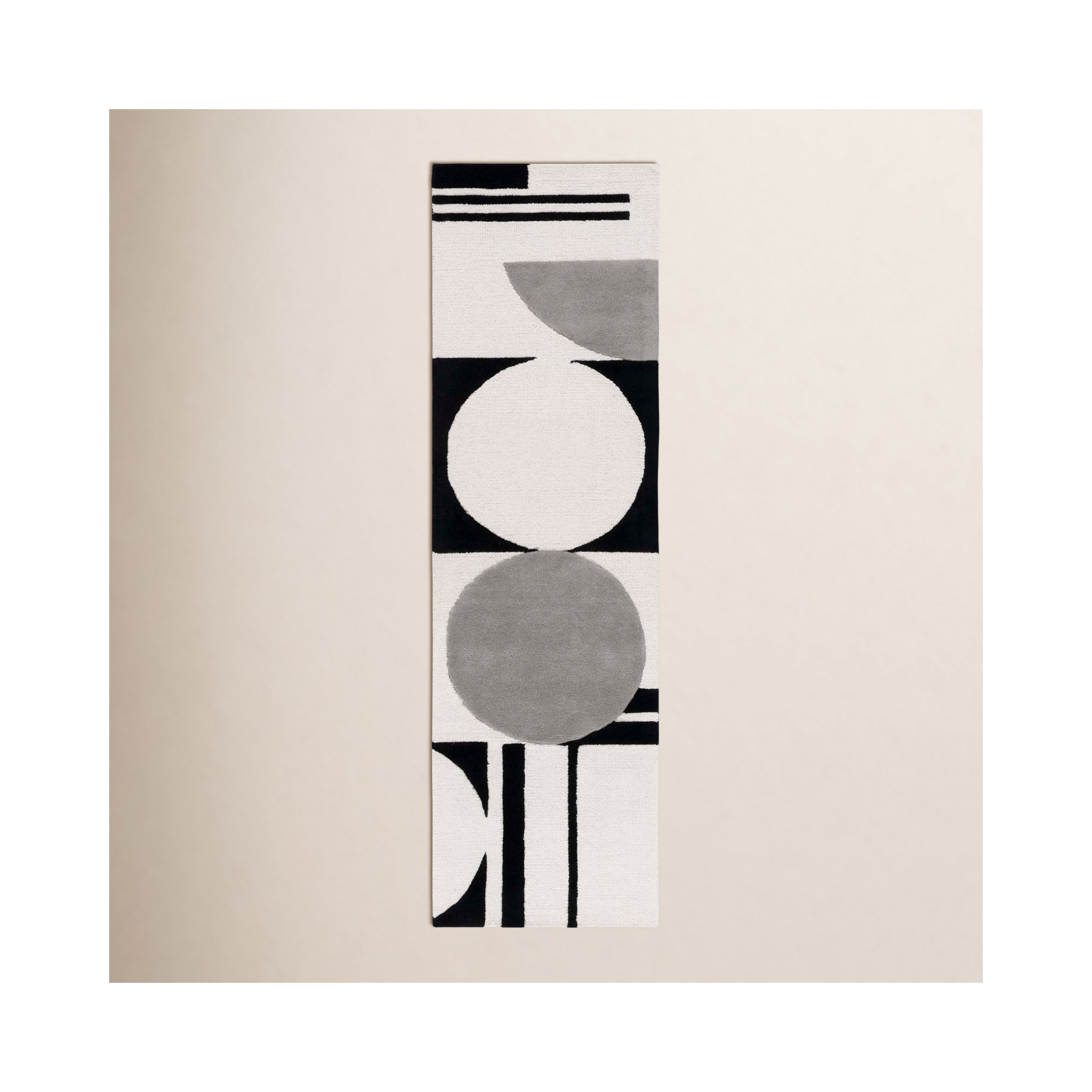 Felipe Handmade Wool Gray/Black/White Rug, Square 6'