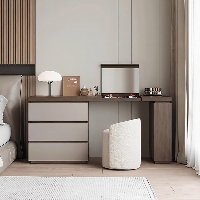 Coiffeuse avec miroir lumineux, 4 tiroirs, 1 chaise
