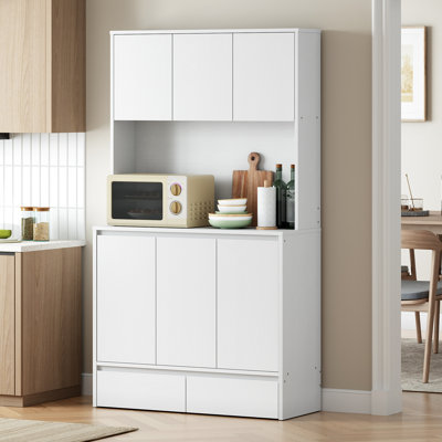 Armoire de cuisine avec station de charge, tablettes réglables et tiroirs roulants