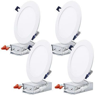 Luminaire encastré à DEL 6,77 "ultra mince à intensité variable avec J-Box 3000K blanc chaud