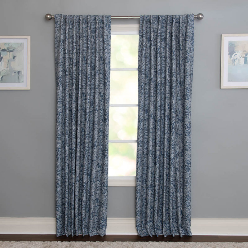 Jacobalexander Polyester / Cotton Room Darkening Woven Scattered Dash Curtian Panel with Rod Pocket Top and Hidden Back Tabs 