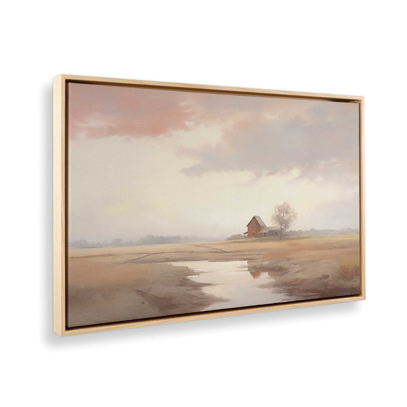 Impression sur toile Peaceful Countryside Reflections, Encadrement brun clair, H 20,75 po x l 30,75 po x P 1,75 po