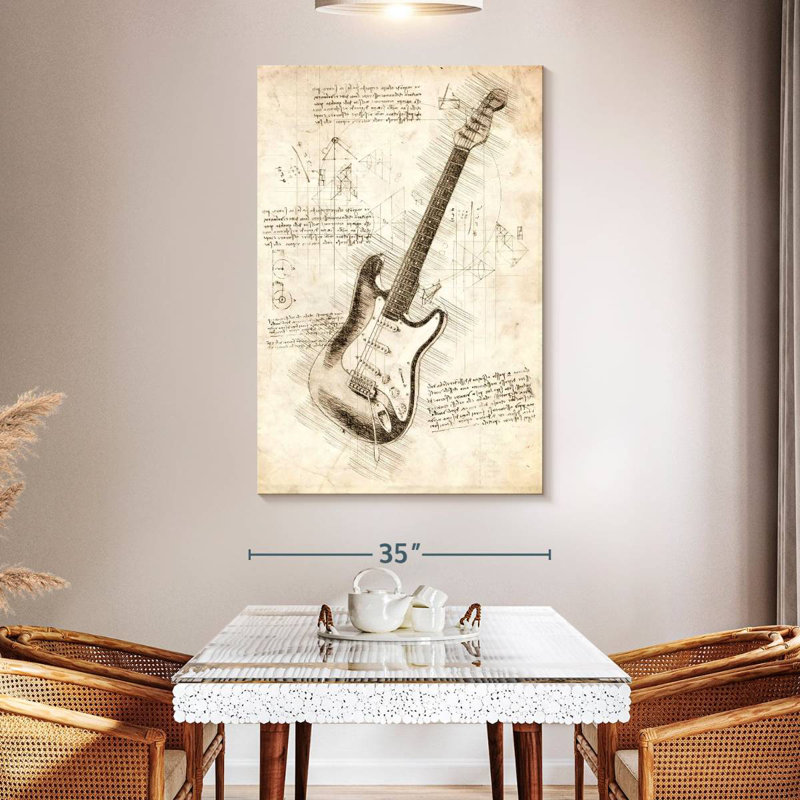 Abarca Electric Guitar Blueprint, 51" H x 34" W