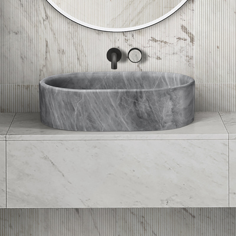 Lavabo vasque, lavabo ovale pour salle de bain, Gris