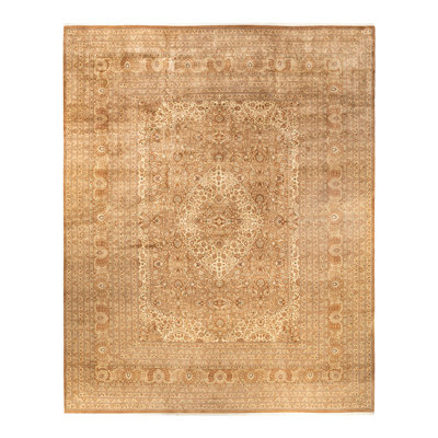 Tapis unique noué à la main brun de 12 pi 2 po x 15 pi 3 po Maybell