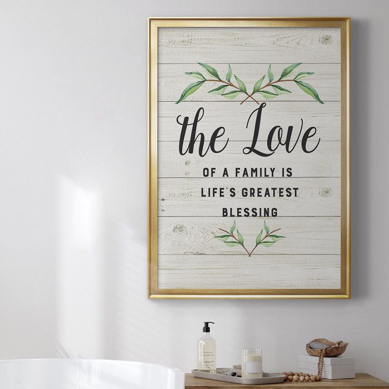 «Love Of A Family», toile encadrée de qualité supérieure - prête à être accrochée, H 42,5 po x l 30,5 po, Or