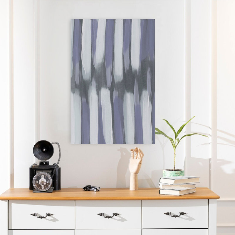 North South Violet Gray Abstract Contemporary Lavender Violet Wall Art Print 1 Piece Wrapped Canvas Wall Art