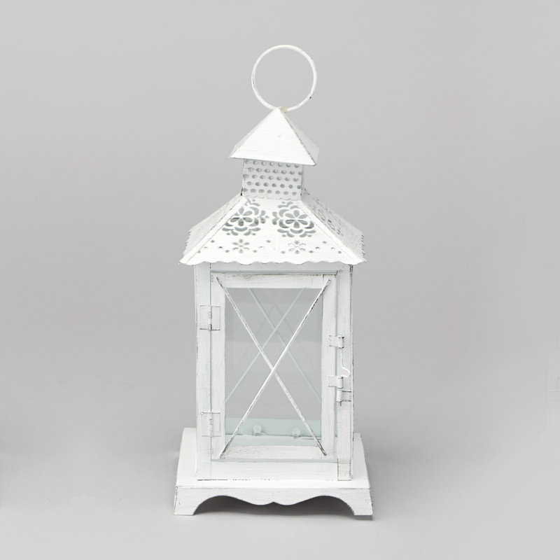 Metal Tabletop Lantern, 11.5" H x 5.63" W x 5.63" D