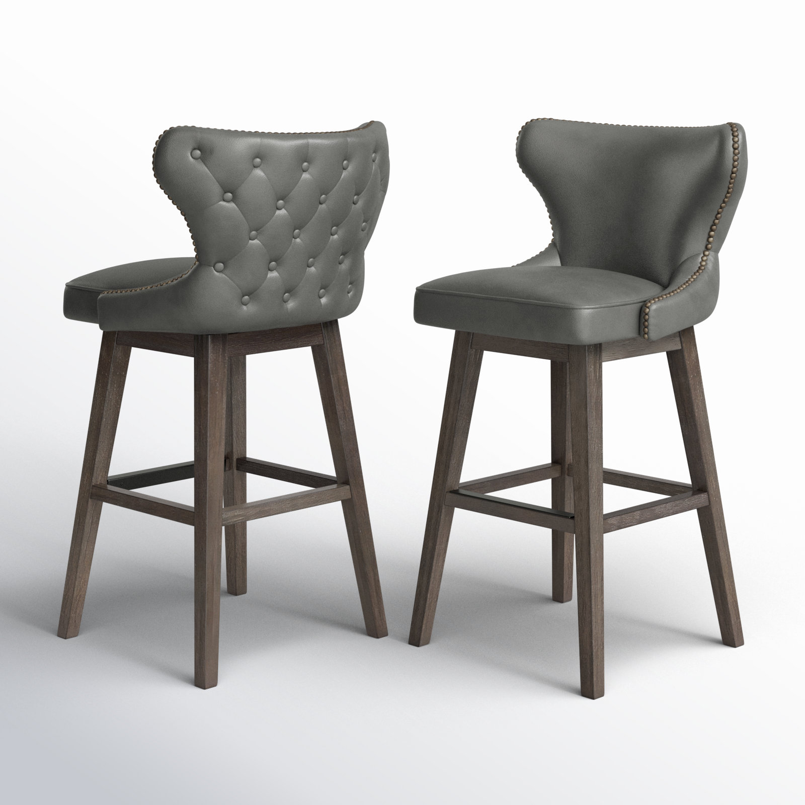 Carline Caraline Swivel Counter & Bar Stool, Bar Stool (30" Seat Height), Wax Elephant Faux Leather