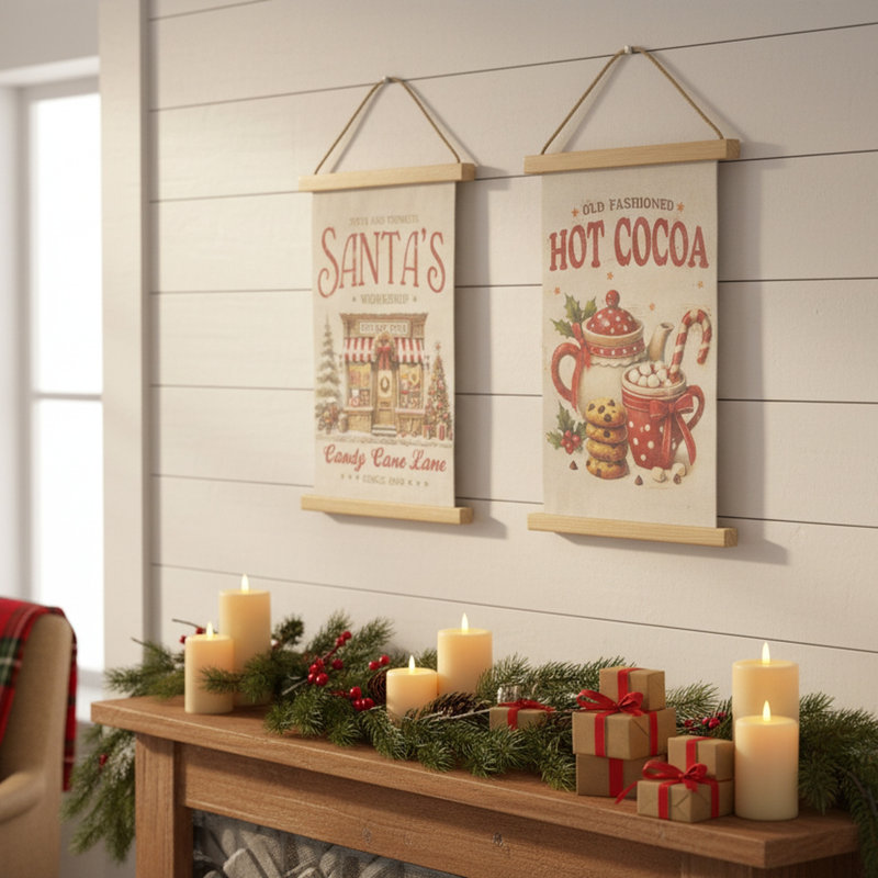 Parchemin mural assorti chocolat chaud du Père Noël - ensemble de 2
