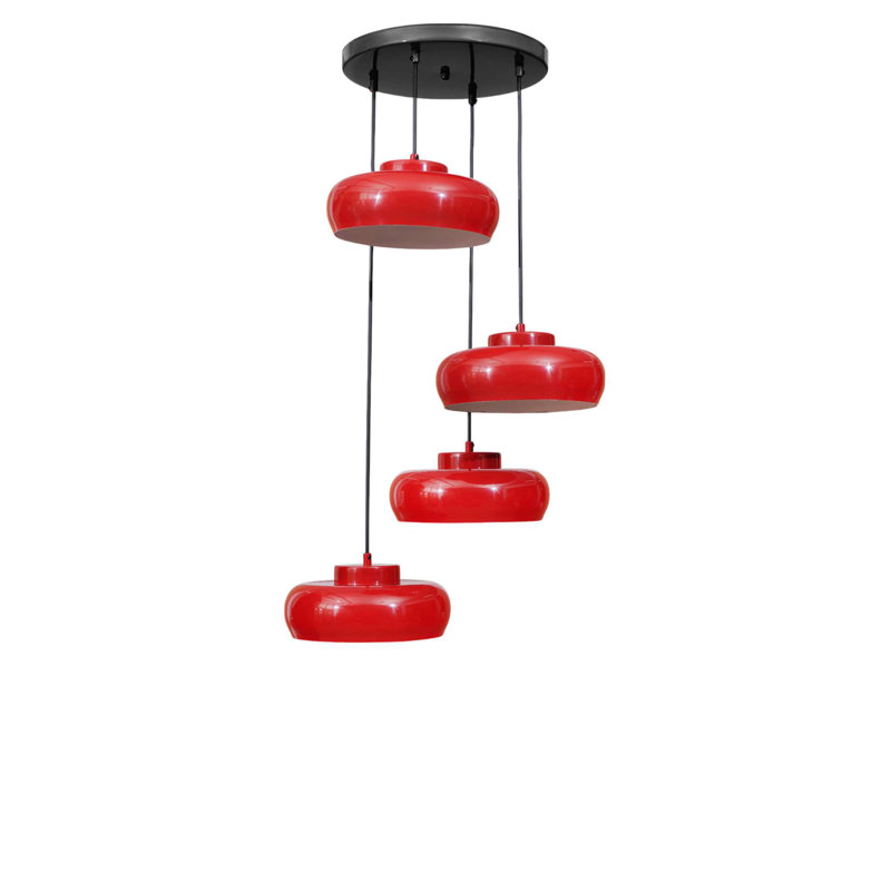 Lustre, Rouge / Noir, 4 étages, Quatre lumières