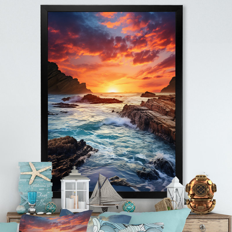 Runolfson Coastal Serenity II, H 20 po x l 12 po x P 1 po, Cadre photo noir