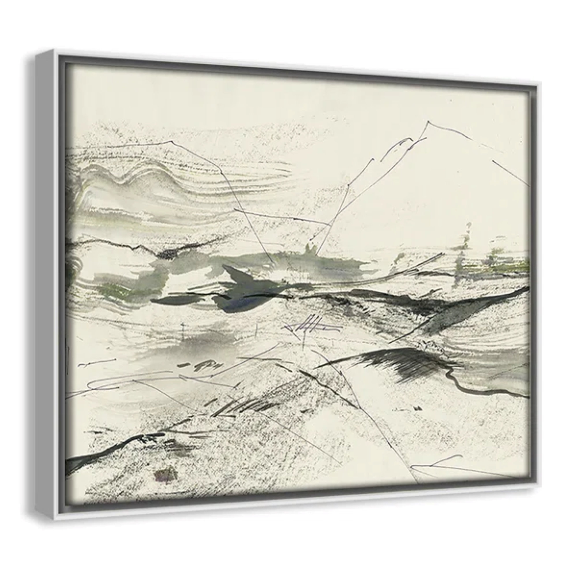 Green Sketches by PI Studio, No Mat, White Floater Framed, 9.5" H x 11.5" W x 2" D