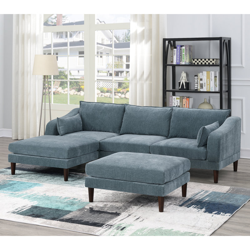 Remilia Fabric Ottoman, Teal