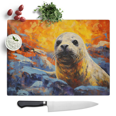 Seal Impressionism  Glass Chopping Board