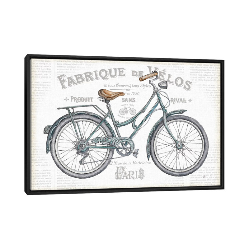 « vélos i », impression sur toile, H 18 po x l 26 po x P 1,5 po, Toile avec cadre noir, Pas de tapis