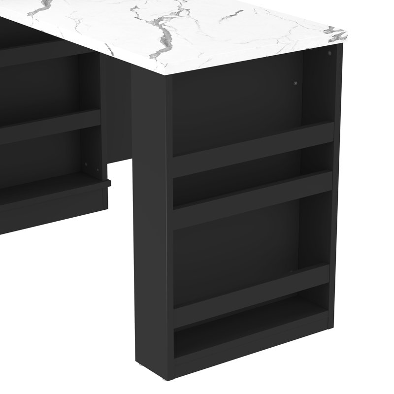 80.7" Kitchen Island With Extendable Dining Table For 4-6, Rolling Mobile Center Islands With Storage, 2 Drawers 2 Side Open Shelves, Charging Station, Black