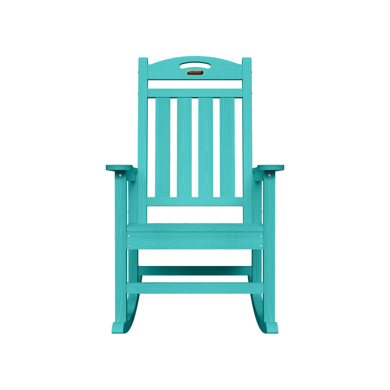 Chaise berçante pour foyer en PEHD, Bleu lac