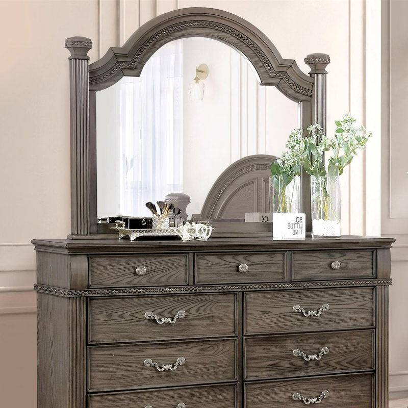 Miroir traditionnel l 49,4 po, gris, Gris