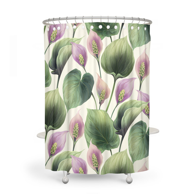 Rideau de douche simple à motif floral, H 83 po x l 70 po