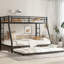 Lit superposé simple au-dessus d'un lit double avec lit gigogne en métal noir - construction solide, lattes silencieuses, fonction de rangement sous le lit, support à 38 lattes, protection de garde-corps numérotée, simple