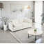 Canapé 2 places avec 4 coussins en chenille blanc