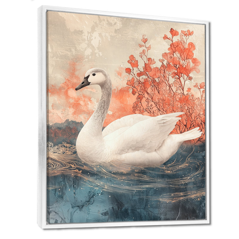 Swan Reflections Of Elegance - Swans, art mural, H 40 po x l 30 po, Impression encadrée sans passe-partout, Blanc
