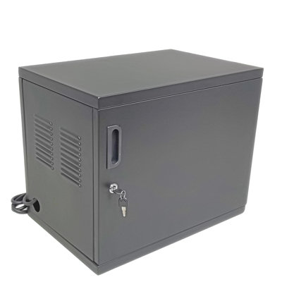 20" x 17" Tablet Charging Cabinet Wall Mount Or Countertop, 12 Outlet Strip, Vented