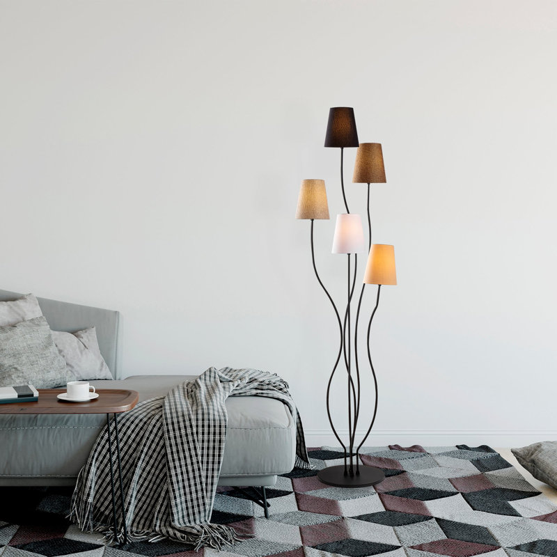 17.292'' Novelty Floor Lamp, Black, Dark Brown/Brown/Beige/White/Orange