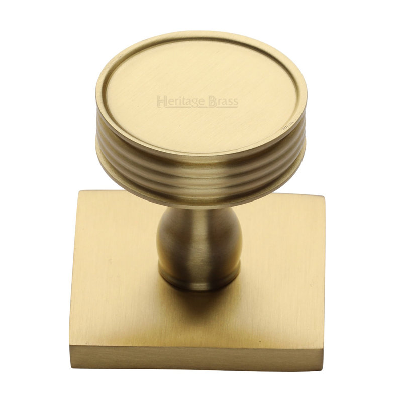 Heritage Brass Cabinet Knob Venetian Design with Square Backplate