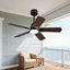 Ventilateur de plafond intérieur / extérieur de 42 pouces avec lumière DEL à intensité variable et télécommande, pales en bois massif de couleur noire, moteur à courant continu réversible à 6 vitesses