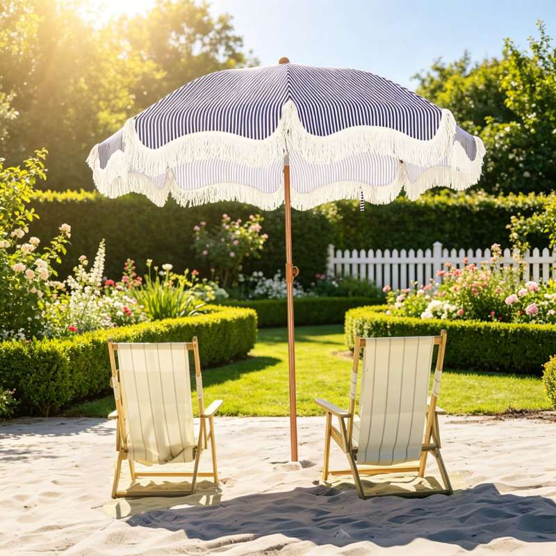 195cm Tilt Beach Parasol, Does Not Apply, Does Not Apply Striped