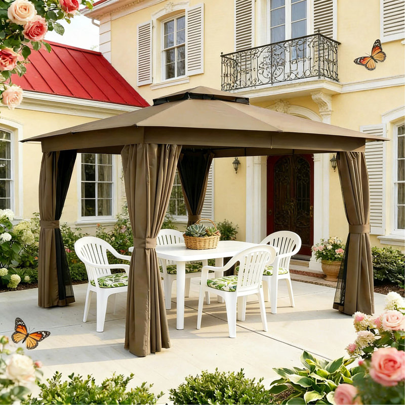 Abri à baldaquin élégant, pavillon de jardin extérieur, pavillon de jardin à toit souple