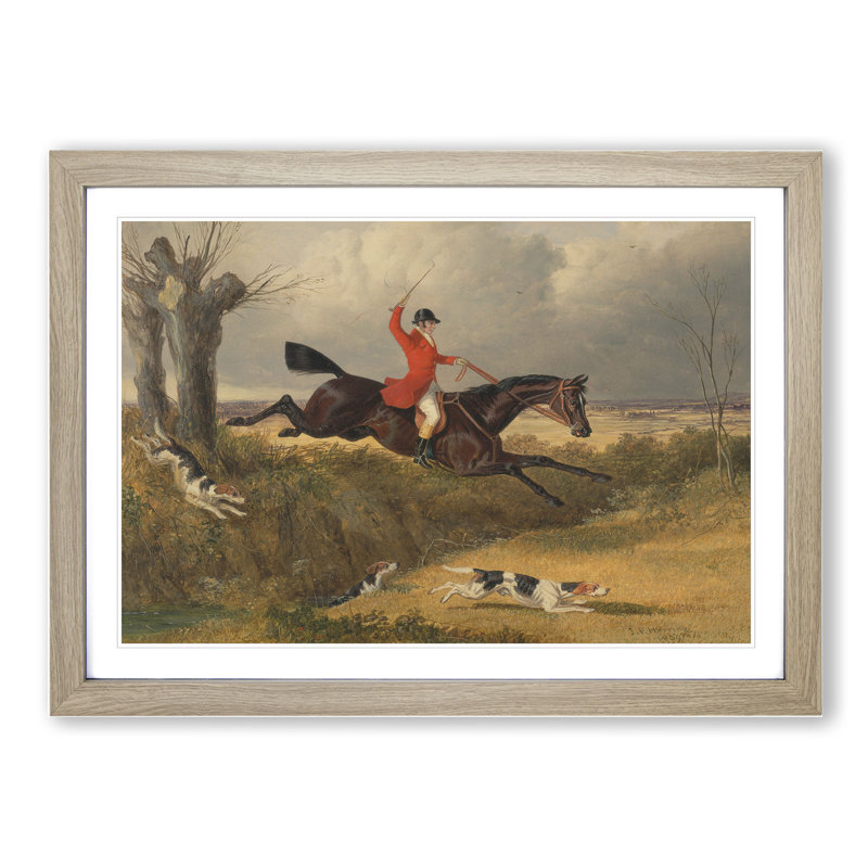 Fox Hunting Vol.2 by John Frederick Herring - Picture Frame Painting, 27cm H x 36cm W x 2cm D, Oak Framed