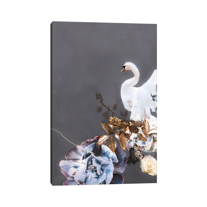 Swan Gold II by Design Fabrikken - Wrapped Canvas Painting, 20.32 cm H x 30.48 cm W