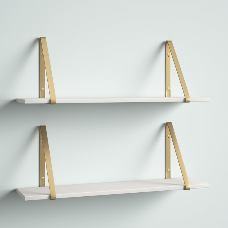 Mcmartin 2 Piece Bracket Shelf, White/Gold, 8.27'' H X 18.30'' W X 6.89'' D
