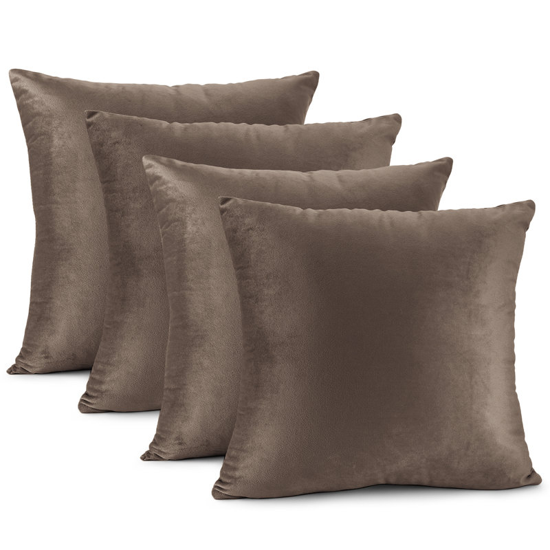 Nestl Velvet Decorative Throw Pillow Cover 4-Pack, 20"H x 20"W, Chocolate Brown