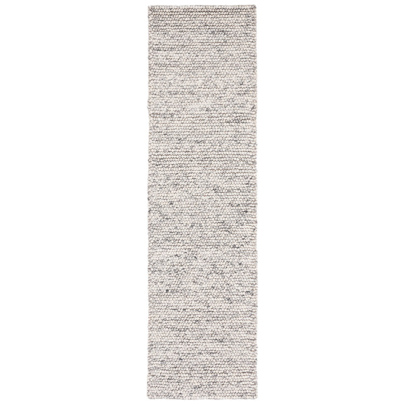 Tapis gris clair / ivoire fait à la main Elle, Tapis de couloir 2 pi 3 po x 16 pi