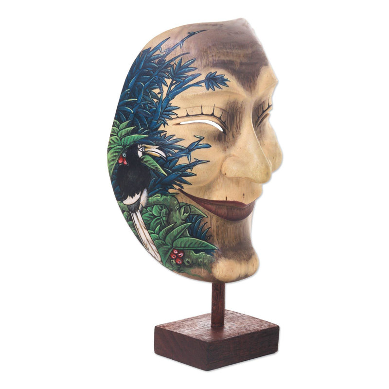 Masque en bois de sourire blissful Mingo