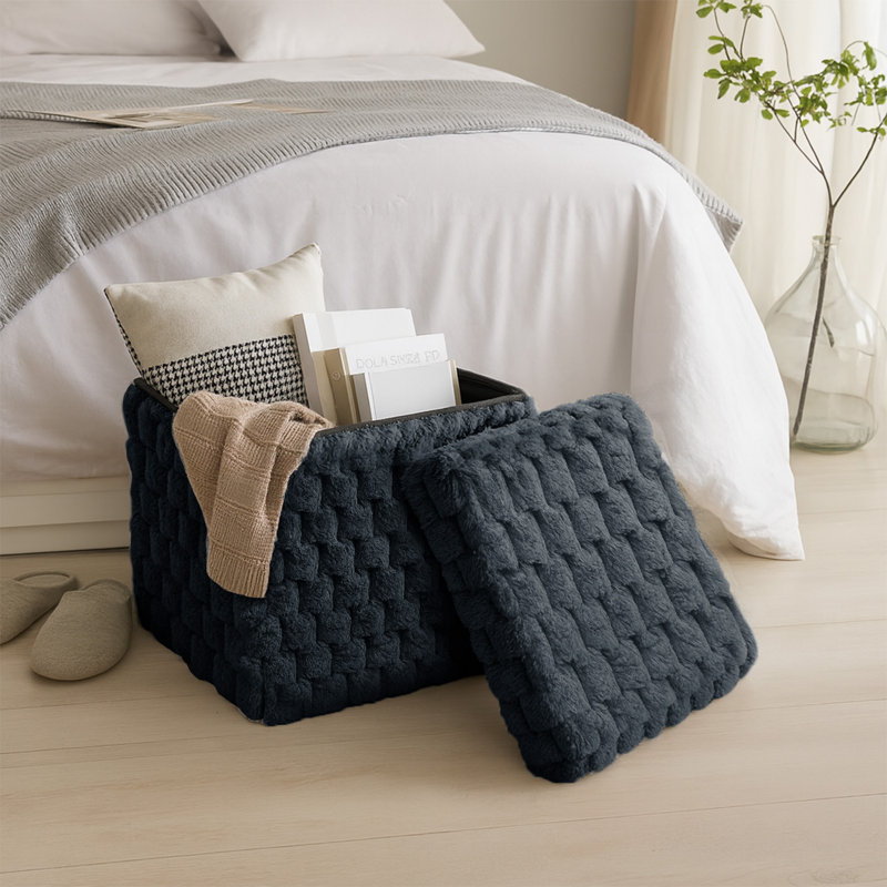 Contemporary Practical Plush Popcorn Storage Box - 38 x 38, Grey